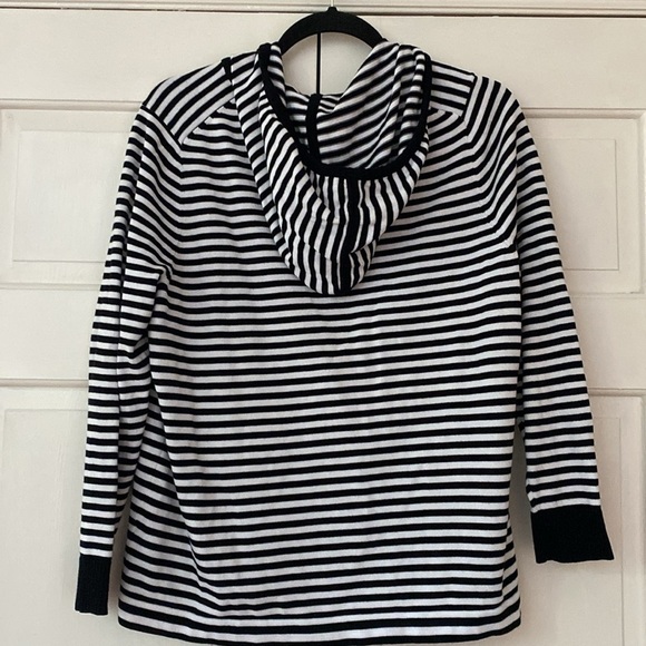 Edinburgh Knitwear Full‎ Zip Hooded Striped Jacket Knit Black and White Neutral - Picture 10 of 11